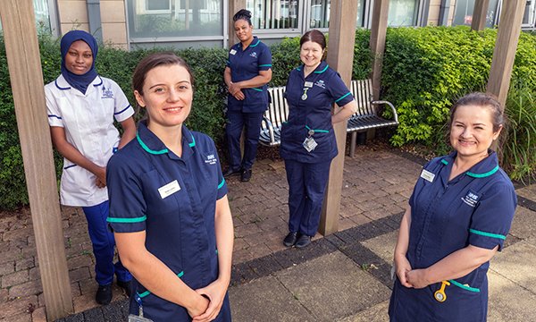 The early phase clinical trials team at Oxford University Hospitals NHS Foundation Trust team (left to right) Abodunrin Babatunde, Rosie Lomas, Cesaria Ehibhatiomham, Caroline Haddon and Caroline Miles